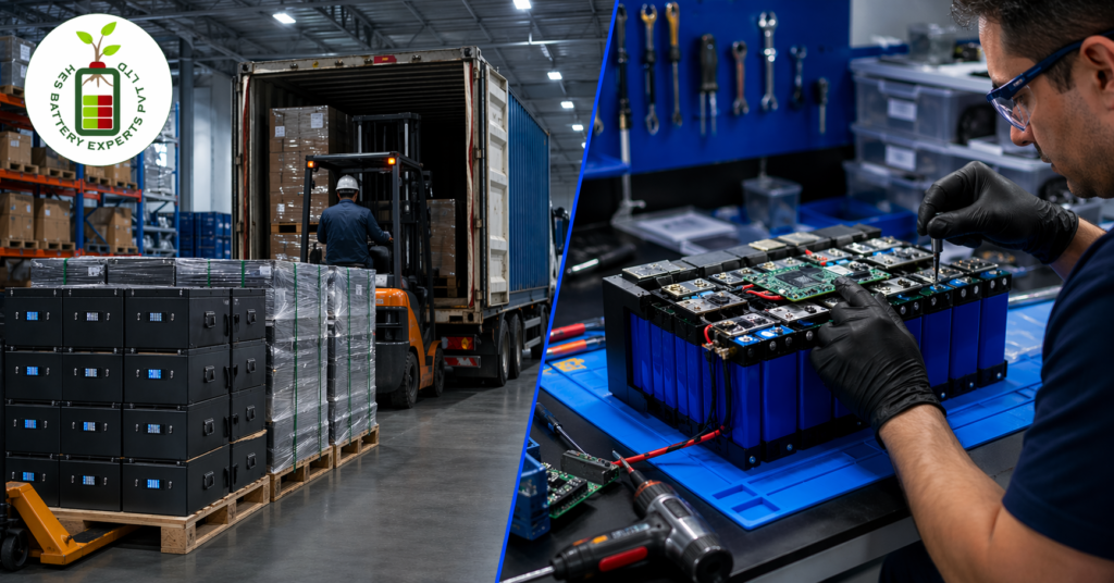 Lithium battery supplier in India vs producer comparison — warehouse dispatch vs battery pack assembly