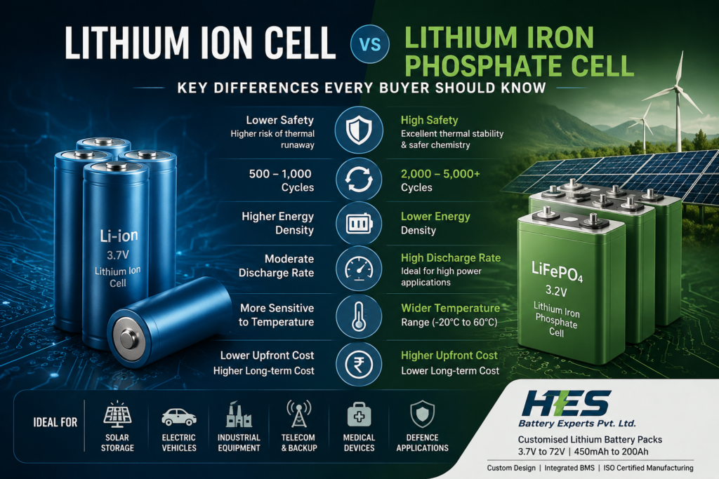 Lithium Ion Cell vs LiFePO4 Cell