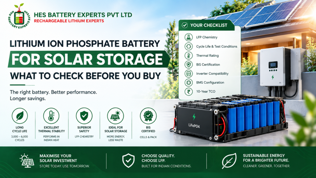Lithium ion phosphate battery for solar storage